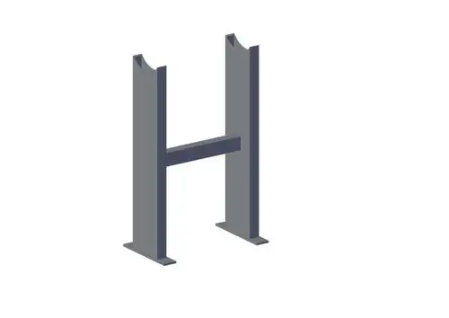 Bodengestell in Form eines H, hergestellt von Grünbeck, mit vertikalen Stützsäulen und einer horizontalen Verbindung für Stabilität.